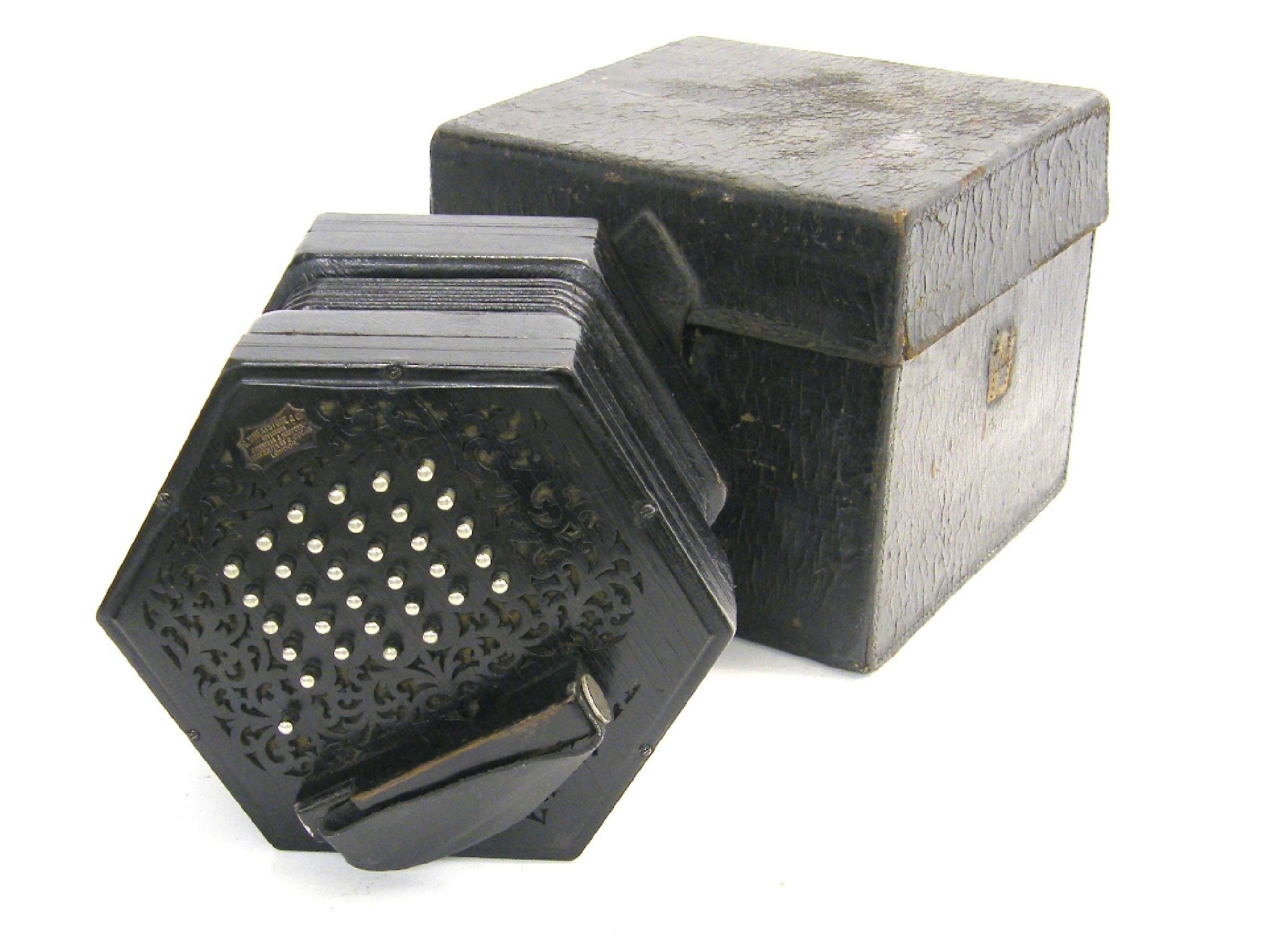 Appraisal: C Wheatstone Co duet system concertina no with fifty-eight metal