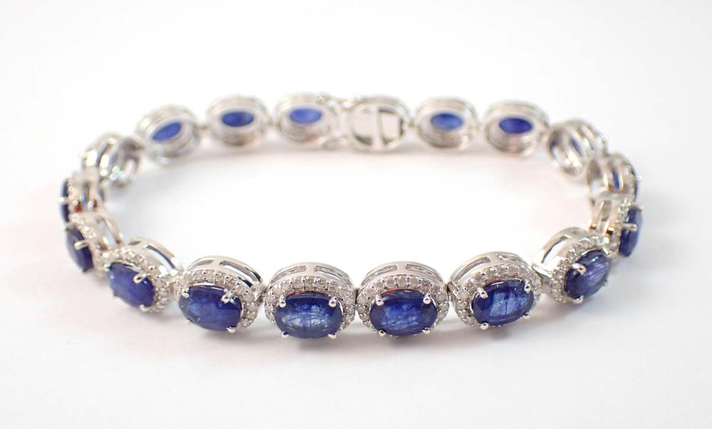 Appraisal: SAPPHIRE DIAMOND AND EIGHTEEN KARAT GOLD BRACELET The k white