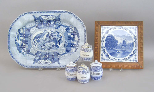 Appraisal: Six pcs of blue and white transfer porcelain late th