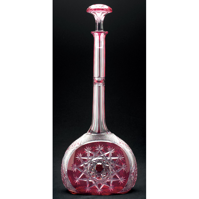 Appraisal: Rare Baccarat decanter ca tall flattened form in ruby cut