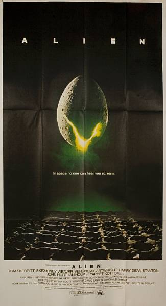 Appraisal: Alien th Century Fox three-sheet condition A tri-fold x in