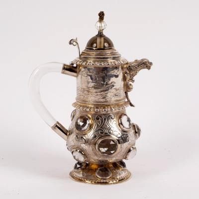 Appraisal: A Continental silver and rock crystal ewer import marks for