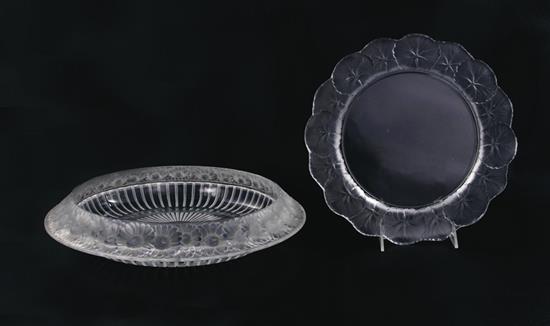 Appraisal: Lalique crystal centerbowl and charger Marguerites centerbowl H Dia and