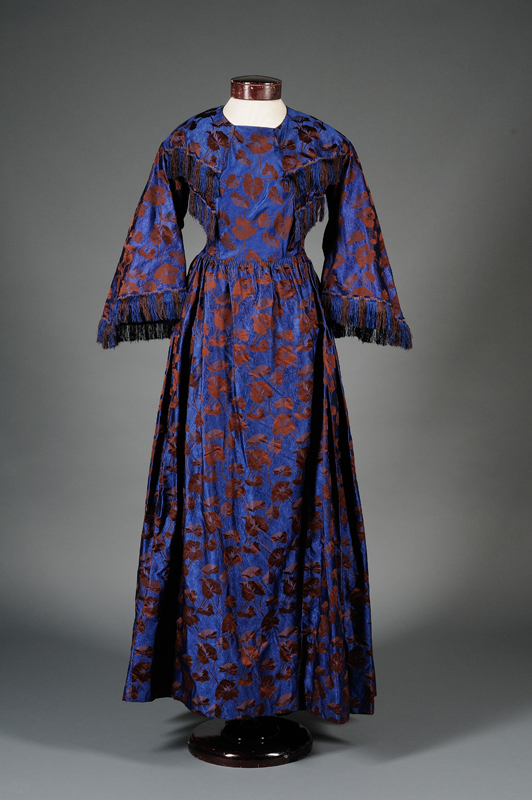 Appraisal: Lady's th Century Blue and Brown Silk Dress Day Dress