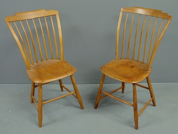 Appraisal: Two similar step-back Windsor side chairs c each approx h