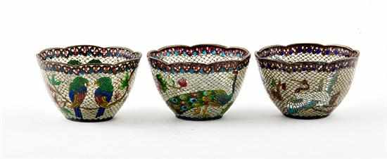 Appraisal: Chinese plique-a-jour enamelwork bowls late th early th century each