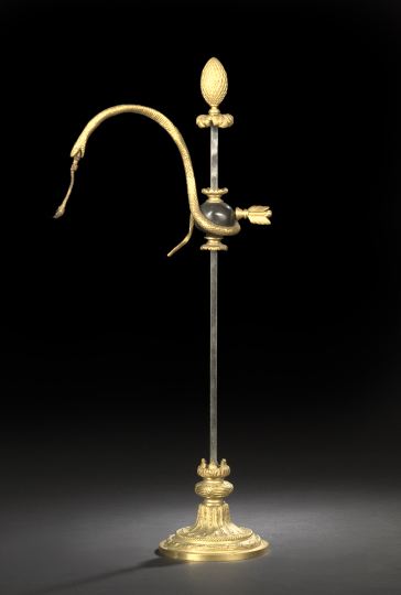 Appraisal: Elegant French Gilt-Bronze Steel and Ebony Table Lamp first quarter