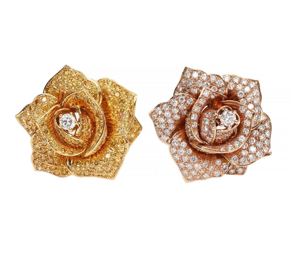 Appraisal: PR OF K SABBADINI DIAMOND FLORAL EAR CLIPSPair of Sabbadini