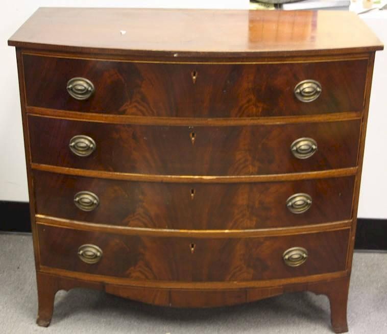 Appraisal: Mahogany bowfront Federal chest of drawers A mahogany bowfront Federal