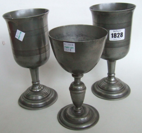 Appraisal: A pair of pewter chalices probably Scottish circa with stepped