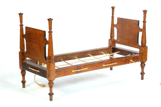 Appraisal: FINE CHILD'S BED American mid th century curly maple and