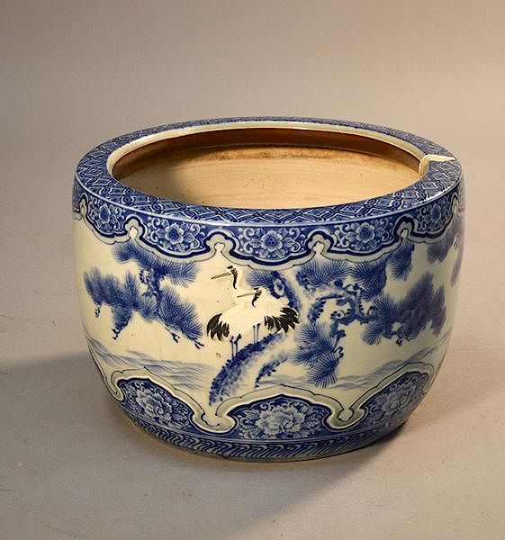 Appraisal: Large Chinese th th C blue and white jardiniere Large