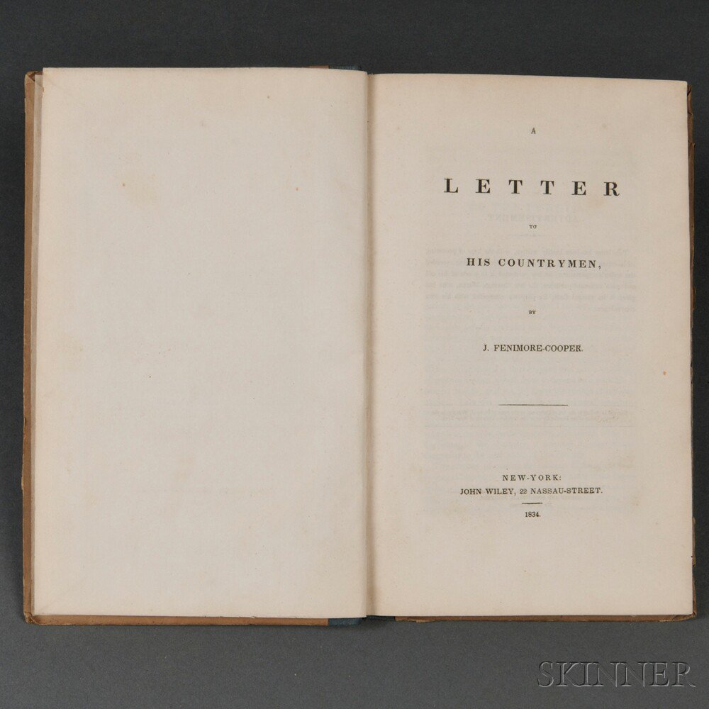 Appraisal: Cooper James Fenimore - A Letter to His Countrymen New