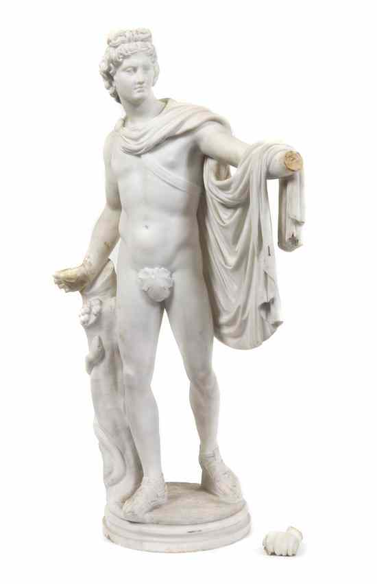 Appraisal: An Italian Carved Marbled Sculpture of Apollo the standing figure