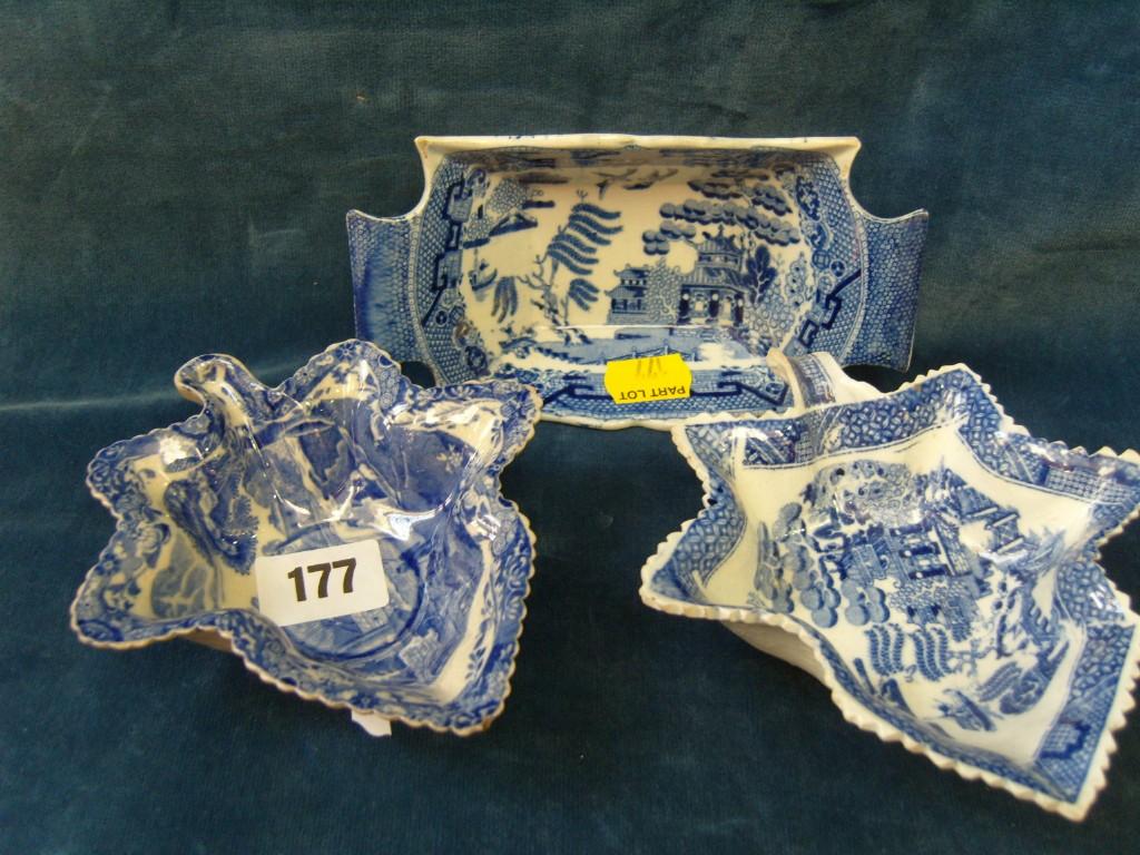 Appraisal: An early th century blue and white printed pickle dish