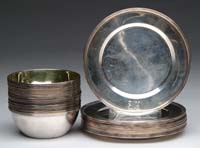 Appraisal: SET OF TWELVE STERLING BOWLS AND UNDERLINERS dia plates are