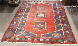 Appraisal: Semi Antique Caucasian Kazak carpet Semi Antique Caucasian Kazak carpet