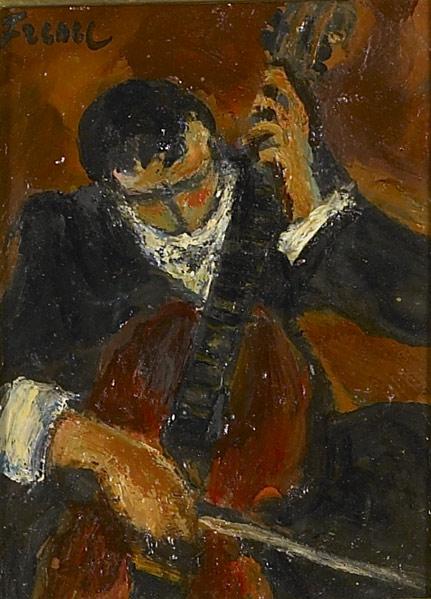 Appraisal: YITZHAK FRENKEL-FRENEL Israeli - Untitled Cello Player oil on canvas