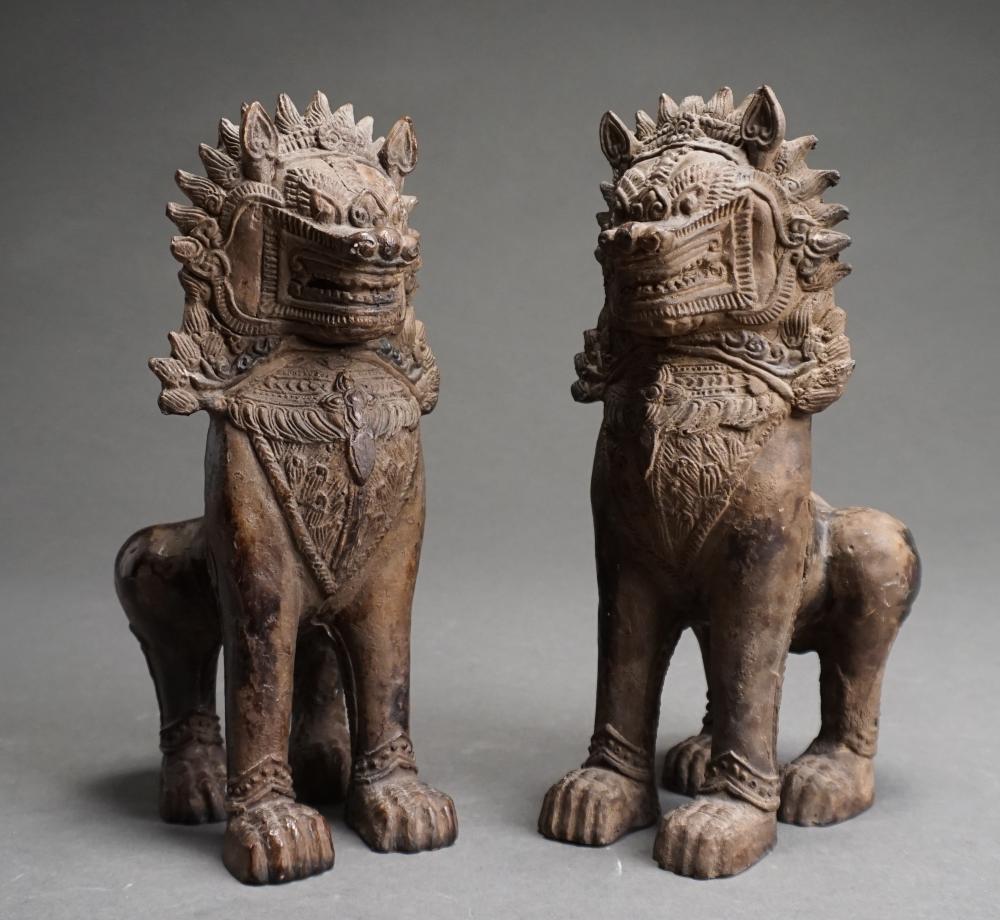 Appraisal: Pair Southeast Asian Painted Composite Figures of Lions H in