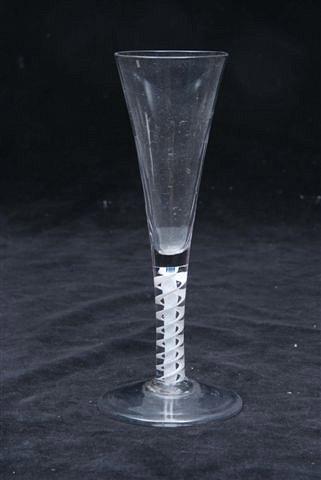 Appraisal: A TRUMPET GLASS with double cotton-twist stem th Century high