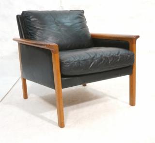 Appraisal: Black Leather EFFKA MOBLER Danish Modern Teak Lou Black Leather