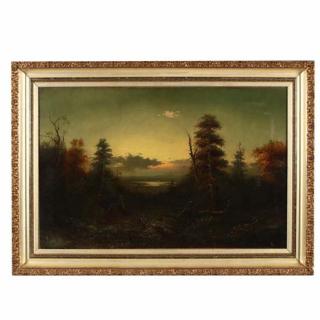 Appraisal: Antique Painting of an Encampment in the Adirondacks oil on