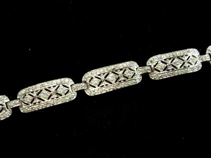 Appraisal: Sterling silver diamond chip set braceletart deco style