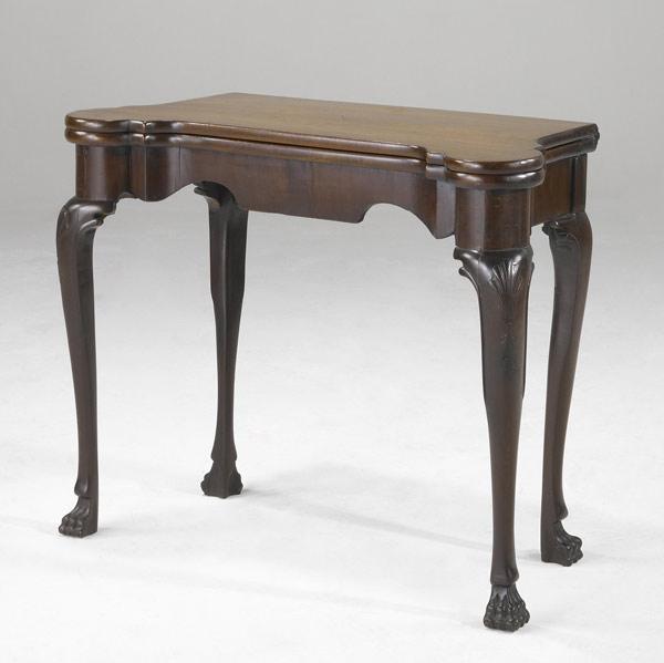 Appraisal: GEORGIAN CARD TABLE Mahogany with shaped flip-top and claw and