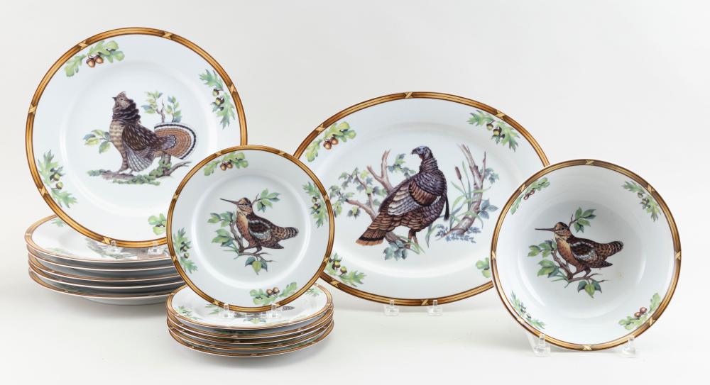 Appraisal: JULIE WEAR GAME BIRDS PORCELAIN DINNER SERVICE TH CENTURYJULIE WEAR