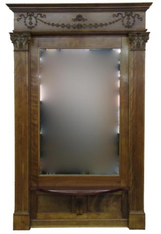 Appraisal: Heavy ' pier mirror walnut and mixed woods with Grecian