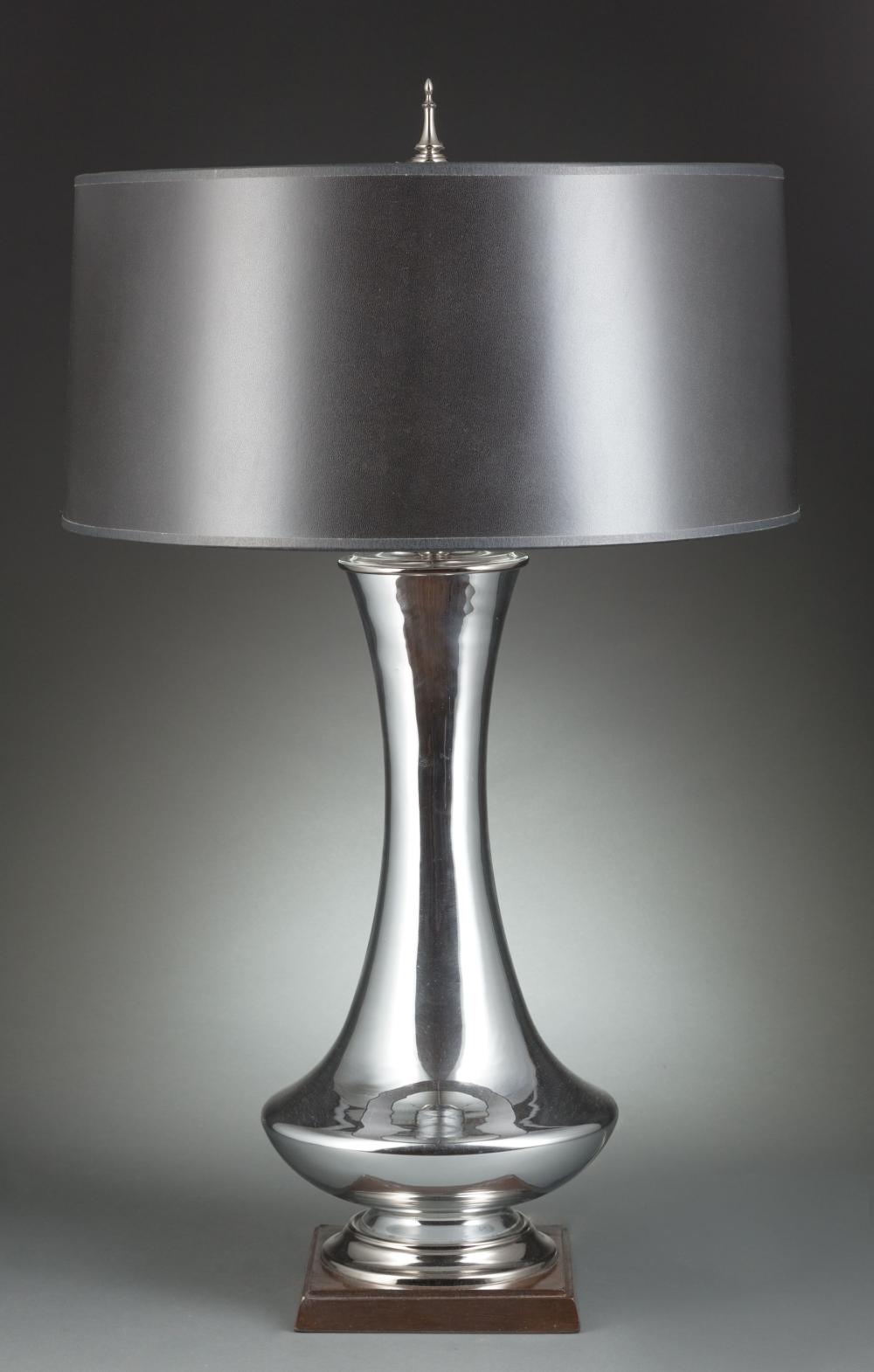 Appraisal: Contemporary Polished Chrome Table Lamp vase form shade with mirrored