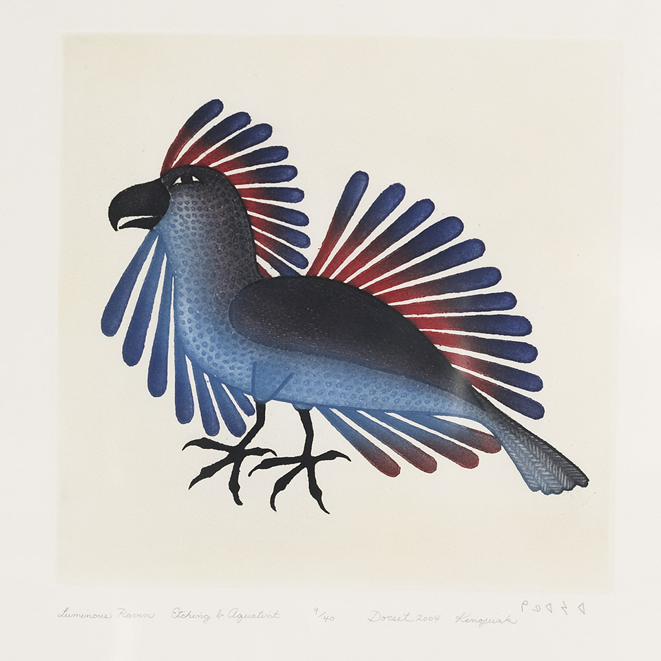 Appraisal: KENOJUAK ASHEVAK - E - Cape Dorset LUMINOUS RAVEN etching