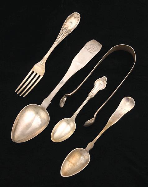 Appraisal: A group of silver flatware Feather Edge teaspoon with shell