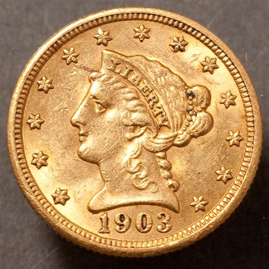 Appraisal: U S Coronet type gold Quarter Eagle AU-