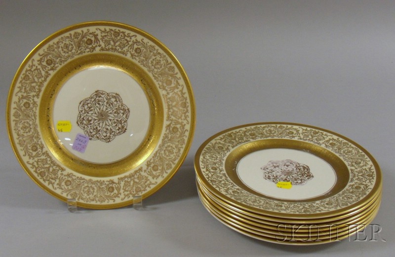 Appraisal: Set of Eight Edgerton Gilt Porcelain Dinner Plates dia in