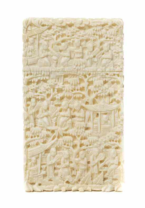 Appraisal: A Chinese Carved Ivory Card Case of rectangular form with