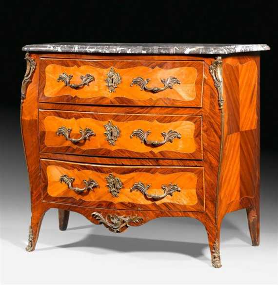 Appraisal: SMALL CHEST OF DRAWERS Louis XV stamped L BOUDIN Leonard