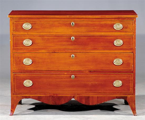 Appraisal: Federal inlaid cherry chest of drawers circa - rectangular top