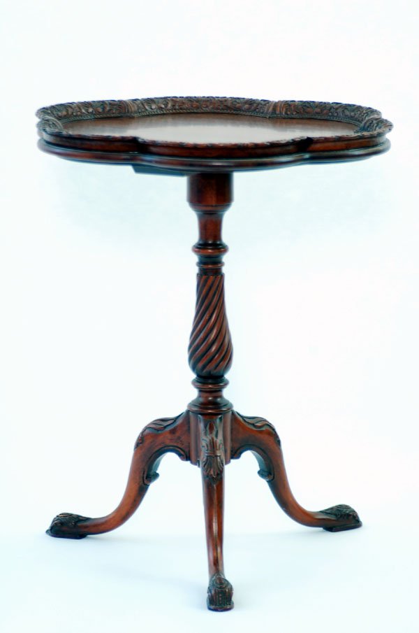 Appraisal: Pie crust side table Top with deep carved rim Carved