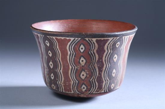 Appraisal: NASCA POTTERY VESSEL circa B C Shaped cartouche decoration in