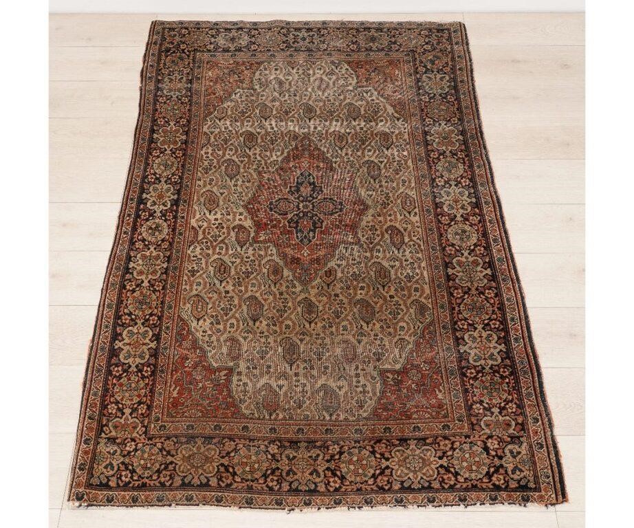 Appraisal: Antique Sarouk center hall carpet with center medallion and floral