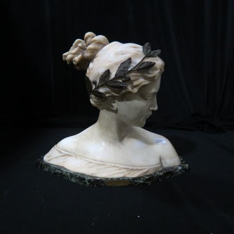 Appraisal: Marble alabaster and bronze bust Poesie artist signed