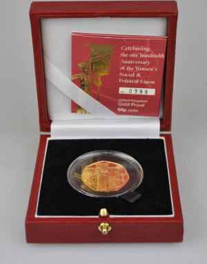 Appraisal: A boxed Royal Mint commemorative gold proof pence coin