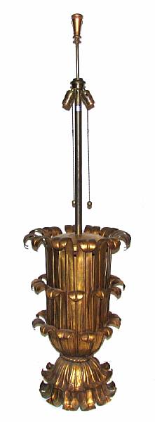 Appraisal: A gilt tole metal floor lamp height ft in diameter