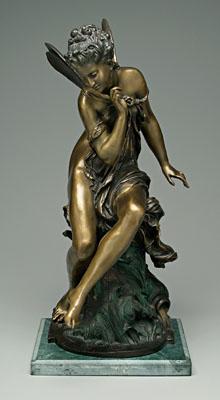 Appraisal: Bronze after Mathurin Moreau Psyche seated on stump naturalistic base