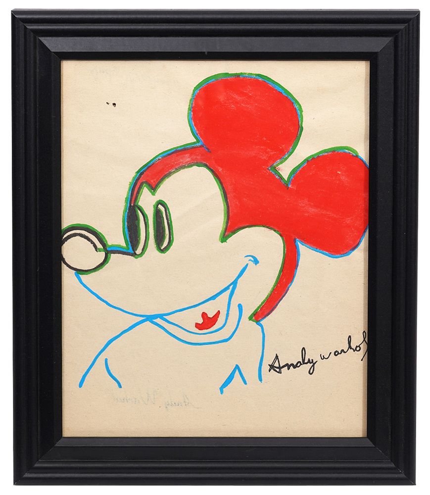 Appraisal: Manner of Andy Warhol Mickey Mouse Drawing Manner of Andy