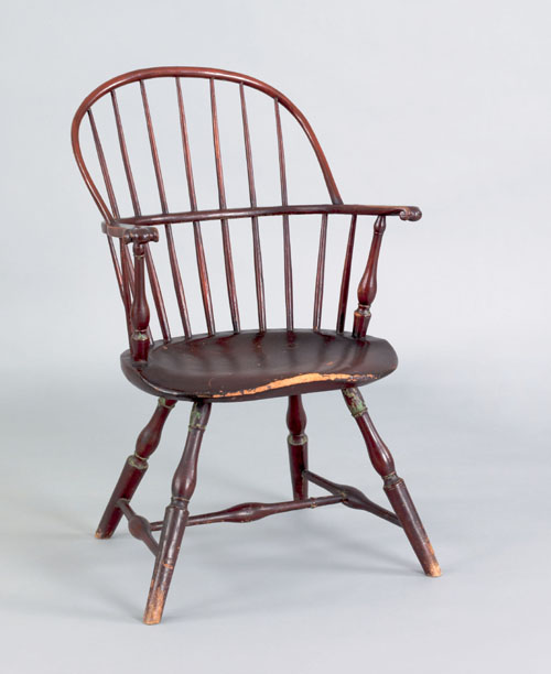 Appraisal: Sackback windsor chair ca retaining an old Spanish brown surface