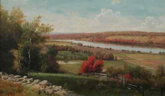 Appraisal: HENRY H BAGG American - RIVER LANDSCAPE IN FALL signed