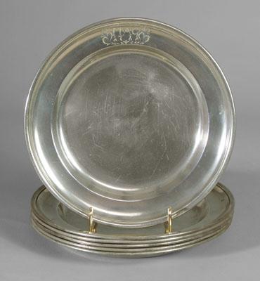 Appraisal: Set of six German pewter plates engraved on rims quot