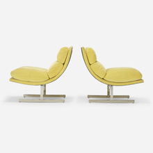 Appraisal: Kipp Stewart LOUNGE CHAIRS PAIR DirectionalUSA c chrome-plated steel upholstery